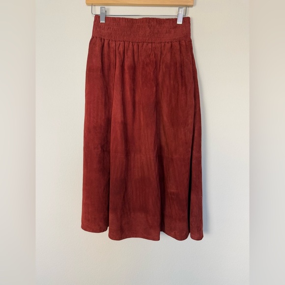 Apiece Apart Mina Suede Midi Skirt Red Rocks Womens Size‎ 2 Boho Southwestern - Picture 1 of 8
